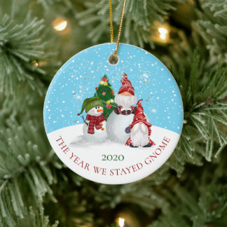 Year We Stayed Gnome Christmas Ceramic Tree Decoration
