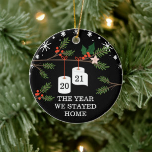 Year We Stayed Home Funny Festive Toilet Paper Ceramic Tree Decoration