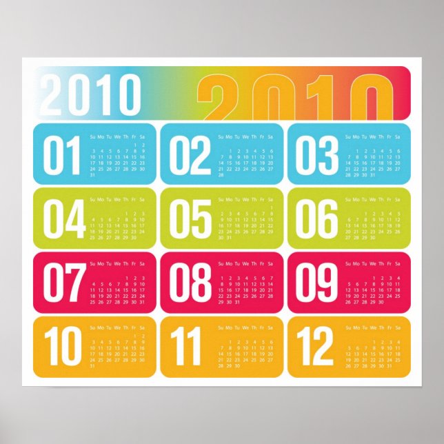 Yearly 2010 Calendar Poster (Front)