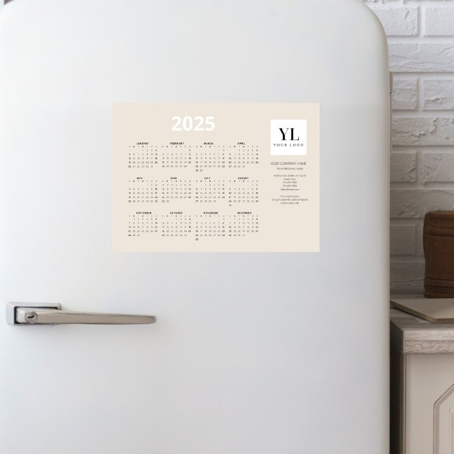 Yearly 2025 Calendar Business Logo Magnetic Card (Creator Uploaded)