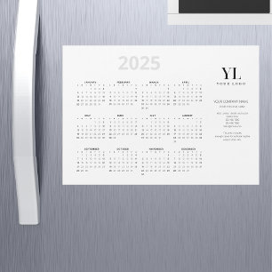 Yearly 2025 Calendar Business Logo Magnetic Card