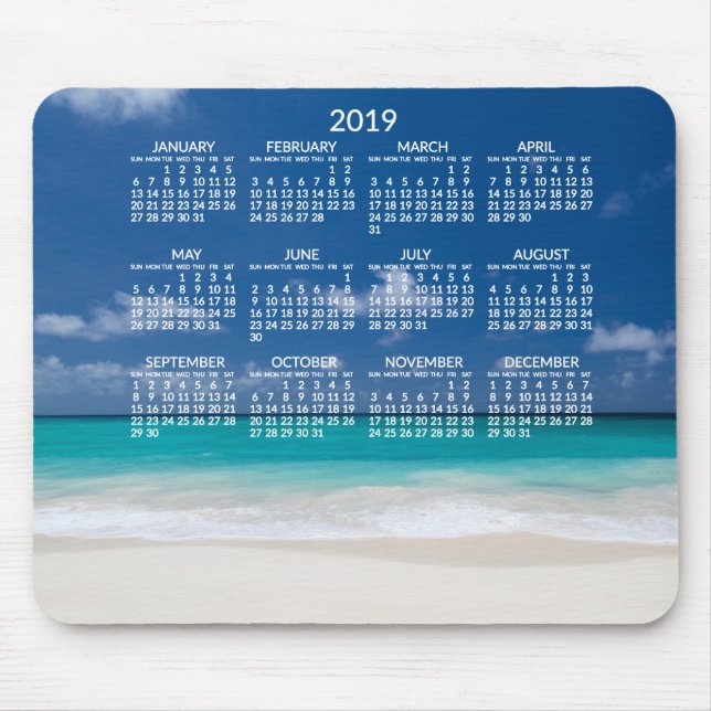 Yearly Beach Calendar 2019 Mousepads Add Photo (Front)