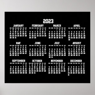 Yearly Black Calendar 2023 Poster