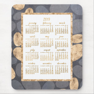 Yearly Calendar 2019 Mouse Gold Foil Dark Grey Pad