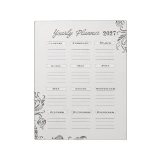 Yearly Planner Calendar  Notepad