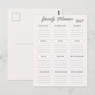 Yearly Planner Calendar Postcard