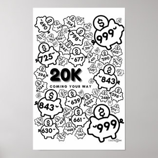 Yearly savings tracker - save $20,000 in 52 weeks poster