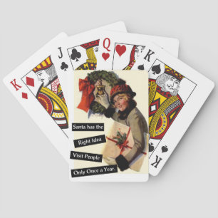 Yearly Visit at Christmas Funny Vintage Style Playing Cards