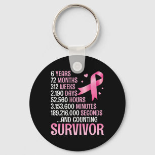 Years 72 Months Fighting Breast Cancer Counting Su Key Ring
