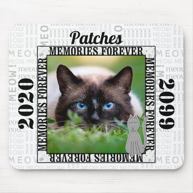 Years and Name Cat Pet Memorial Mouse Pad (Front)