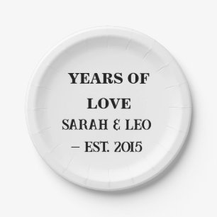 Years of Love Anniversary Plate Custom Couple Text