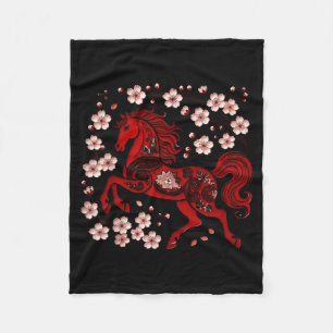 Years Of The Horse Lunar Zodiac Happy Chinese New Fleece Blanket