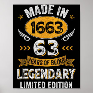 Years Vintage 1963 63 Old Birthday Poster