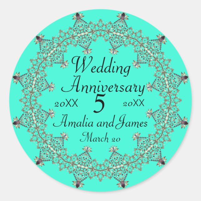 years Wedding Anniversary Gifts for Couples Cong Classic Round Sticker (Front)