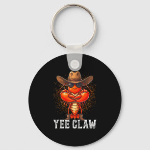 Yee claw funny cowboy crawfish boil cajun seafood key ring