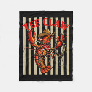 Yee Claw Funny Crawfish Lobster Cowboy Retro Fleece Blanket