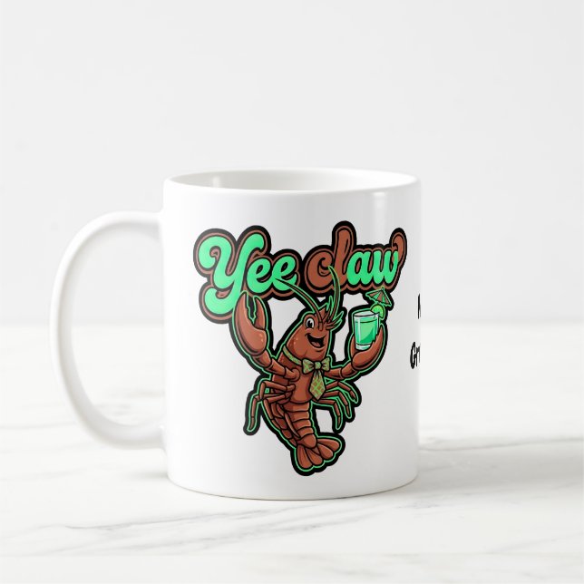 Yee Claw Retro Crawfish Bow Coastal Cocktail  Coffee Mug (Left)