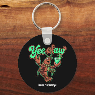 Yee Claw Retro Crawfish Bow Coastal Cocktail  Key Ring