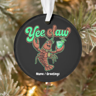 Yee Claw Retro Crawfish Bow Coastal Cocktail Ornament
