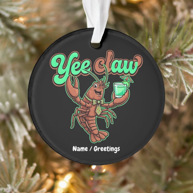 Yee Claw Retro Crawfish Bow Coastal Cocktail  Ornament (Tree)