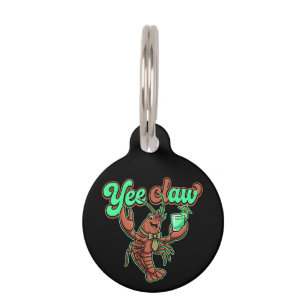 Yee Claw Retro Crawfish Bow Coastal Cocktail Pet Tag