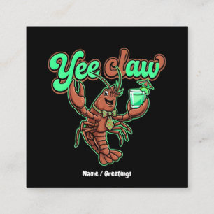 Yee Claw Retro Crawfish Bow Coastal Cocktail Square Business Card