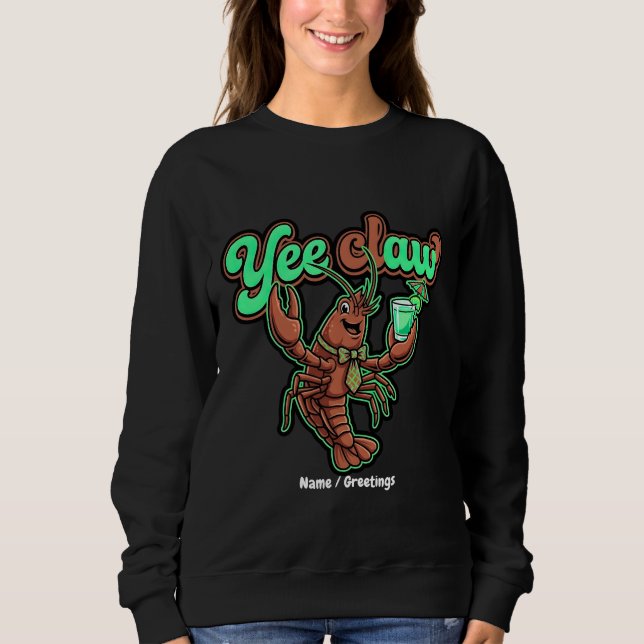 Yee Claw Retro Crawfish Bow Coastal Cocktail  Sweatshirt (Front)