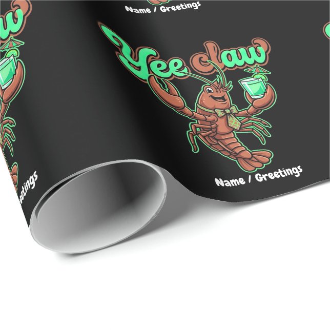 Yee Claw Retro Crawfish Bow Coastal Cocktail  Wrapping Paper (Roll Corner)