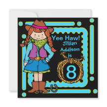 Yee Haw Cowgirl Customised Birthday Invites