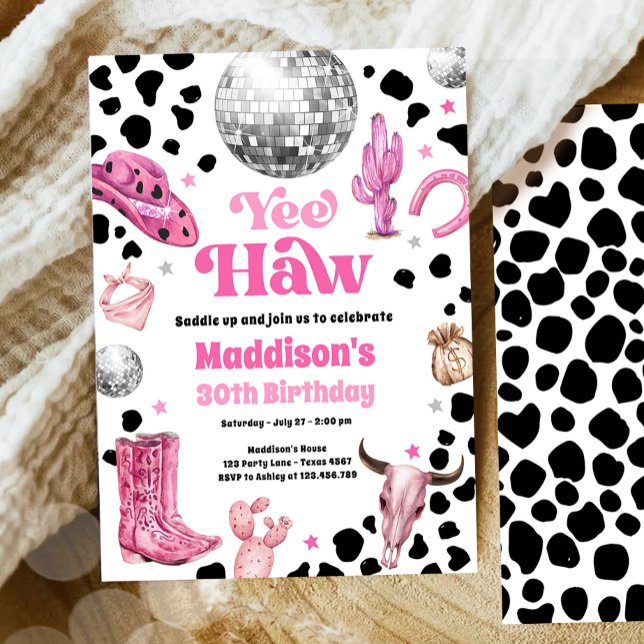 Yee Haw Disco Cowgirl Space Rodeo Country Birthday Invitation (Creator Uploaded)