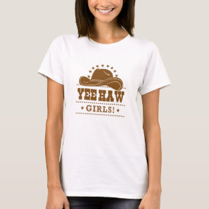 Yee Haw Girls Cowgirl Hat Design T-Shirt
