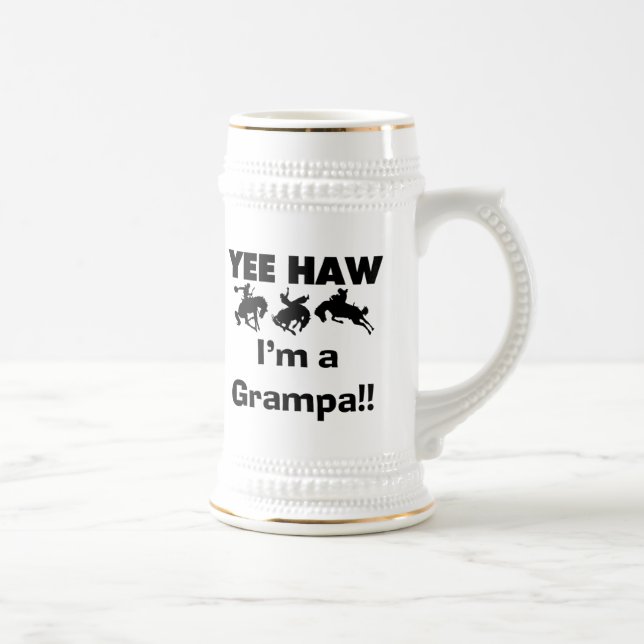Yee Haw I'm a Grampa T-shirts and Gifts Beer Stein (Right)