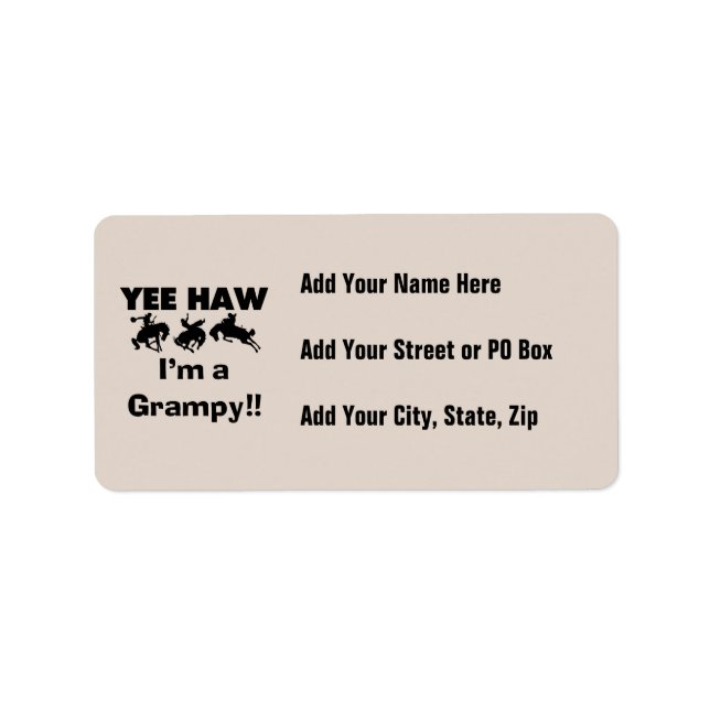 Yee Haw I'm a Grampy T-shirts and Gifts Label (Front)