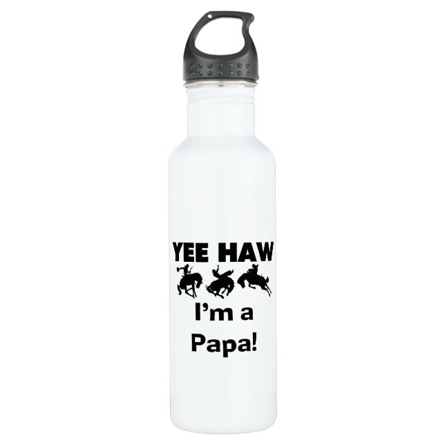 Yee Haw I'm a Papa T-shirts and 710 Ml Water Bottle (Front)