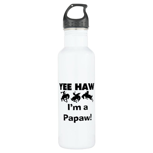 Yee Haw I'm a Papaw T-shirts and 710 Ml Water Bottle (Front)