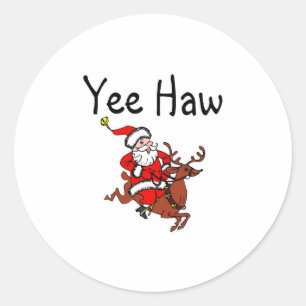 Yee Haw Santa Classic Round Sticker