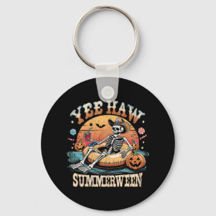 Yee Haw Summerween Cowboy Skeleton Western Hallowe Key Ring
