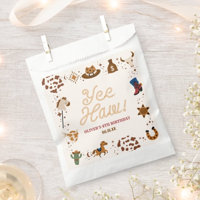 Yee Haw! Western Cowboy Rodeo Birthday Party Favour Bags (Clipped)