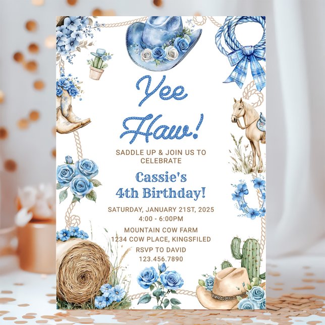 Yee Haw! Western Cowboy Rodeo Birthday Party Invitation (Creator Uploaded)