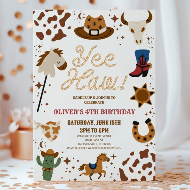 Yee Haw! Western Cowboy Rodeo Birthday Party Invitation (Creator Uploaded)
