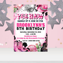 Yee Yaw Disco Cowgirl Birthday Party Invitation