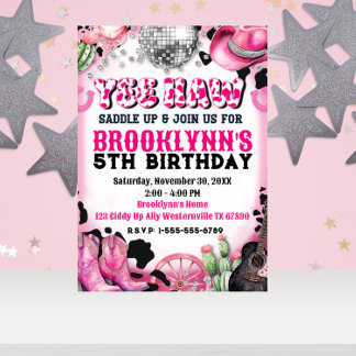 Yee Yaw Disco Cowgirl Birthday Party Invitation