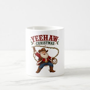 Yeehaw Christmas Cowboy Santa Coffee Mug