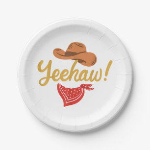 Yeehaw Cowboy Cowgirl Western Country Rodeo Paper Plate