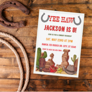 YEEHAW cowboy roundup birthday party Invitation