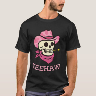 Yeehaw Cowgirl Skeleton Tee Pink Cow Print Hat Cou