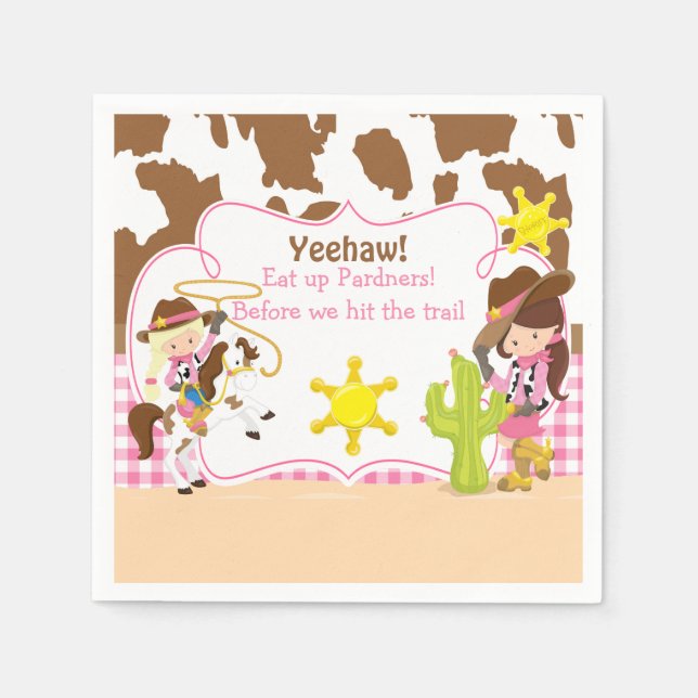 Yeehaw Cowgirl Western Birthday Party Napkin (Front)