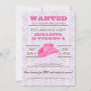 YEEHAW! Pink Cowgirl Birthday Party Invitation