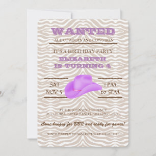 YEEHAW! Purple Cowgirl Birthday Party Invitation