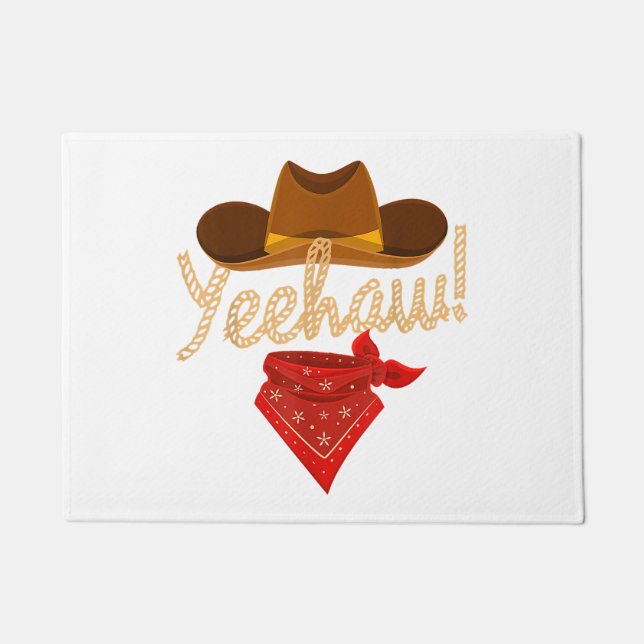 Yeehaw Western Country Howdy Southern Cowboy Yee H Doormat (Front)